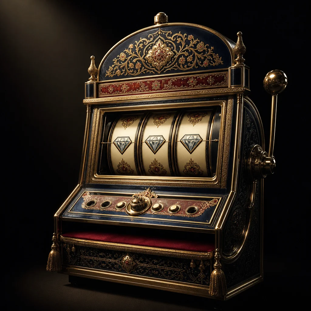 Premium slot machines glowing in dim-lit Bedouin-styled lounge